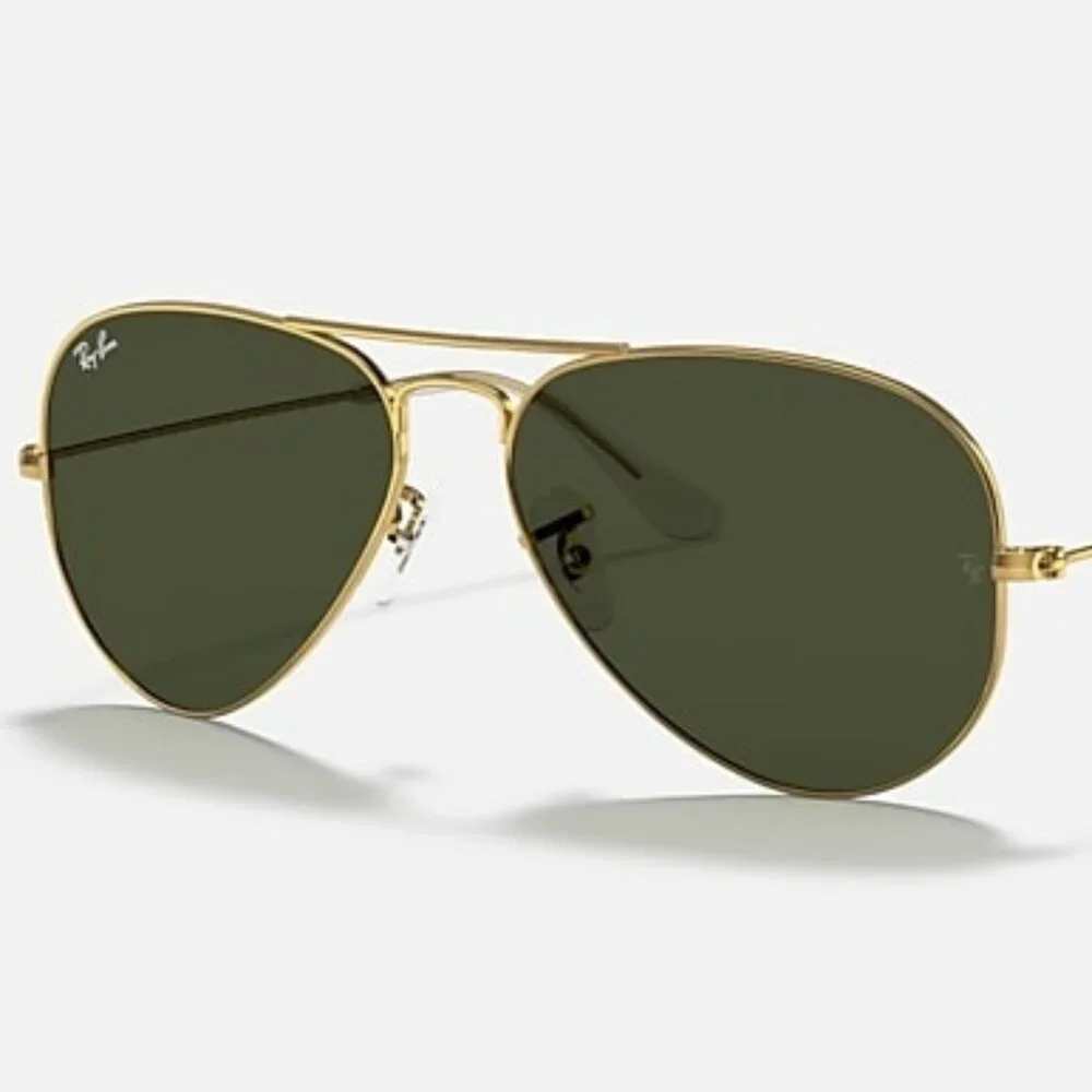 Ray-Ban RB3025 Aviator Sunglasses – Arista Gold Frame, G-15 Green Lenses